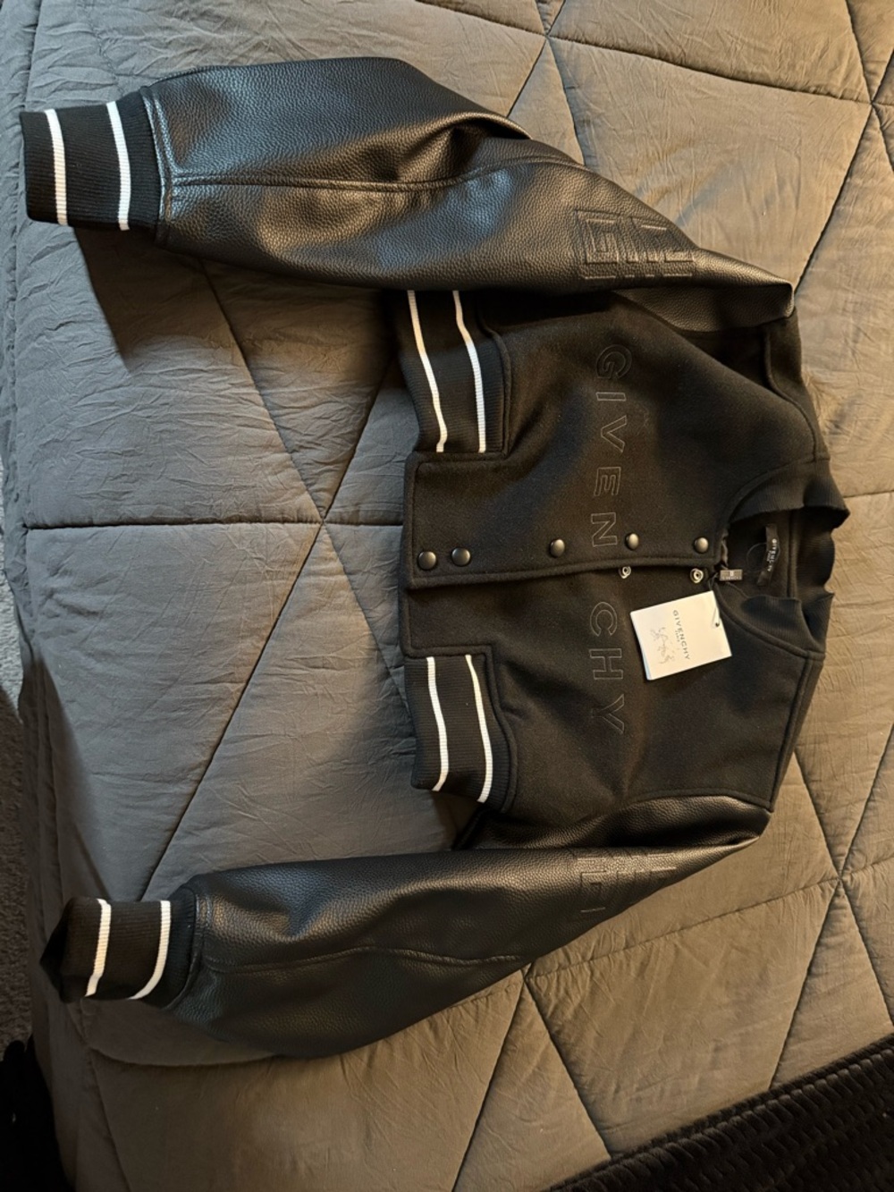 Givenchy Black Bomber Varsity Jacket Large fits like a medium.
